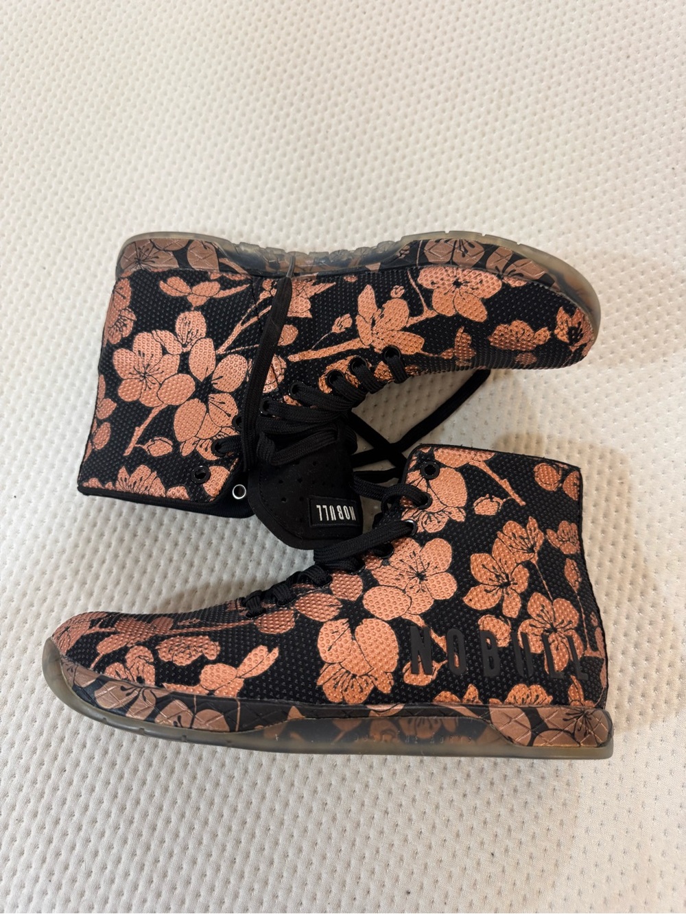 NOBULL Black High-Top Sneakers with Pink Floral Print